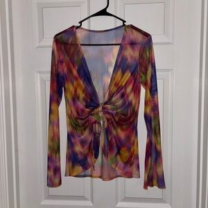 Flowy Multicolor Mesh Women's Top